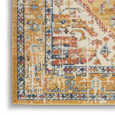 Ivory and Yellow Floral Viscose Rectangular Area Rug