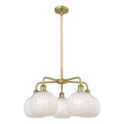 White Mouchette - 5 Light Stem Hung Chandelier In Modern Style-15.5 Inches Tall and 26 Inches Wide