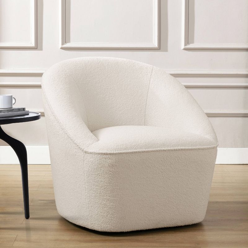 Comfort Pointe Andria Boucle Swivel Accent Chair Milky White, 3 of 13