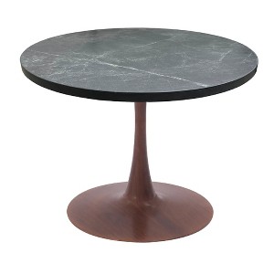 LeisureMod Bristol 36" Round Dining Table with MDF Top and Walnut Steel Pedestal Base for Modern Kitchen and Dining Room - 1 of 4