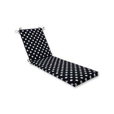 Indoor/Outdoor Polka Dot Black Chaise Lounge Cushion - Pillow Perfect