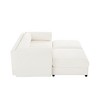 Stylish White Chenille 2-Seater Sofa with 2 Ottoman Storage Seat, Cylindrical Backrest and Armrests - 3 of 4