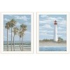 HomeRoots Set Of Two Cape May Lighthouse And Palm Trees White Framed Wall Art - 3 of 3