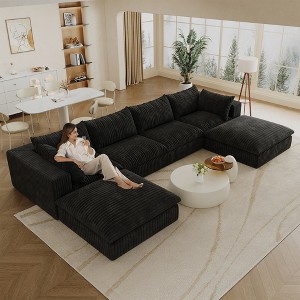 Whisen Cloud Sofa, Corduroy Fabric, Deep Seat Couche - 1 of 4