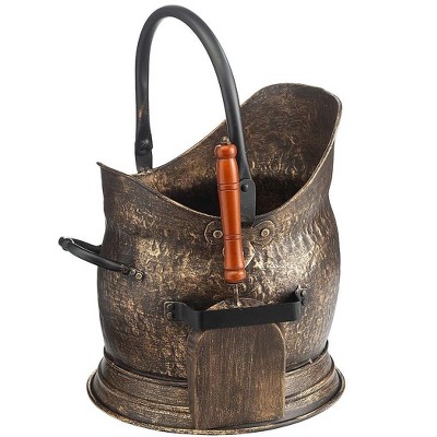 Iron Fireplace Ash Bucket And Shovel With Wooden Handle