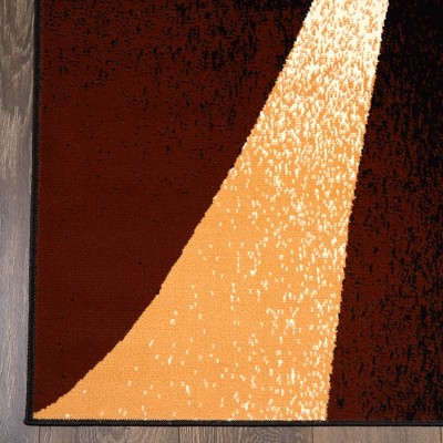 Ebony and Brown Abstract Geometric 3-Piece Area Rug Set