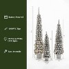 LuxenHome 3-Piece Snow-Flocked Slim Artificial Tree Set with Battery Operated Lights Green - 3 of 4