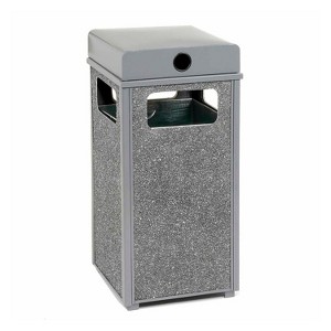 Stone Panel All Weather Trash Receptacle Urn, 24 gal, Steel, Gray - 1 of 1