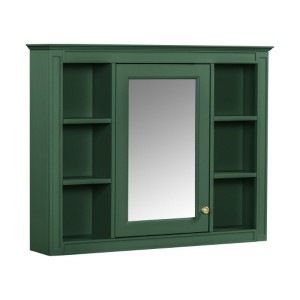 35'' x 27.5'' Medicine Cabinet, Wall Mounted Bathroom Storage Cabinet, Modern Bathroom Wall Cabinet with Mirror, Mirror Cabinet with 6 Open Shelves - 1 of 4