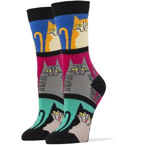 Oooh Yeah! Womens Cotton Crew Socks (Mod Meow) - 1 of 1
