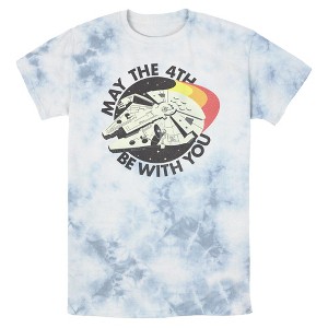 Mens Star Wars Retro Millennium Falcon May the 4th Be With You T Shirt - 1 of 4