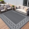 Outdoor Rug Modern Border Plastic Straw Rug Waterproof Reversible Outdoor Mat for Patio Porch Backyard Camping Picnic RV Pool Deck Beach Trailer - 2 of 4