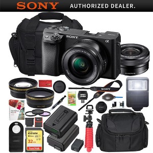 Sony a6400 4K Mirrorless Camera ILCE-6400L/B 16-50mm Lens Kit w/ Flash & Case Bundle - 1 of 4