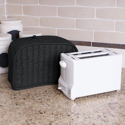 Black Quilted Polyester and Cotton Two-Slice Toaster Cover