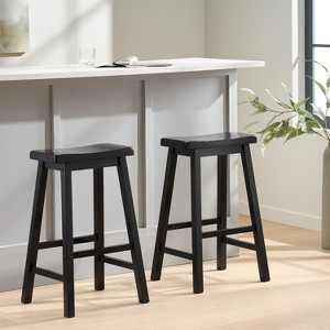 CAVINAS Modern Bar Stools Set of 2, 24" Seat Height Counter Stool with Wood Legs for Bar, Kitchen, Dining Room - 1 of 4