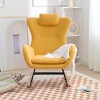 Rocking Chair Nursery Teddy Upholstered Glider with Adjustable Headrest, High Backrest and Side Pocket, Comfy Rocker for Living Room - 2 of 4