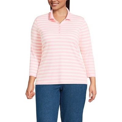 Lands' End Women's 3/4 Sleeve Supima Cotton Polo Shirt