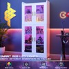 Aheaplus 67" Display Cabinet with Glass Doors, 5-Tier Tall Bookcase with Storage Shelves and LED Lights - 3 of 4