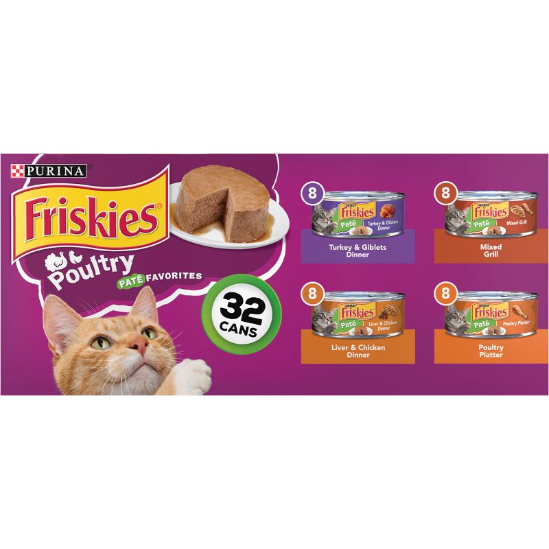 Purina Friskies Pat&#233; with Liver and Turkey Flavor Wet Cat Food Poultry Favorites - 5.5oz/32ct Variety Pack, 1 of 8