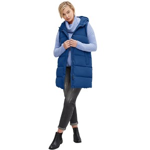 ellos Women's Plus Size Long Hooded Puffer Vest - 1 of 4