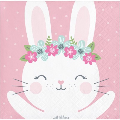 48ct Bunny Print Beverage Disposable Napkins