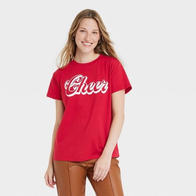 Women's Cheer Short Sleeve Graphic T-Shirt - Red