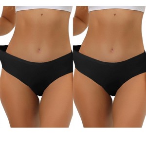 Allegra K Women's Unlined Comfortable No Show Elastic Waist Brief 2 Packs - 1 of 4