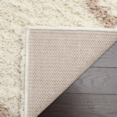 Ivory Beige Luxe Shag 5'1" x 7'6" Synthetic Area Rug