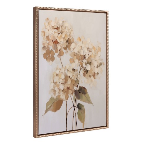 Kate & Laurel All Things Decor 23"x33" Sylvie Beaded Soft Hydrangeas Framed Canvas by The Creative Bunch Studio Gold - image 1 of 4