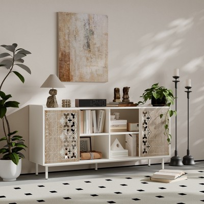 58" Sideboard Buffet Cabinet, Coffee Bar Cabinet with Sliding Door, Entryway Console Table TV Stand, Kitchen Pantry Storage Cabinet for Living Room