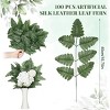 Angel Sar 100 Pcs Artificial Fern Leaves, Plastic Green Cemetery Leaf Picks for Wedding Flower Arrangements, Home Decor and Crafts,Dark Green - 2 of 4