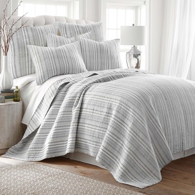 Bondi Gray Striped Cotton Euro Sham Set of 2