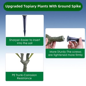 TROPOW Artificial Flower Ball Tree with Ground Spike, Fake Topiary Trees - 1 of 4