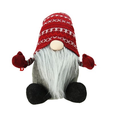 Northlight Nordic Gnome with Mittens Christmas Figure - 22" - Red and Gray