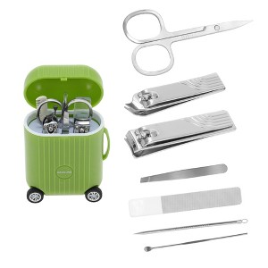 Unique Bargains Mini Suitcase Nail Clipper Kit 8-piece Set - 1 of 4