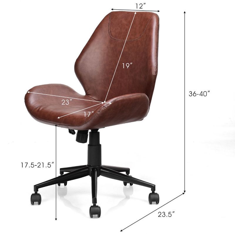 Office Home Leisure Chair Mid-Back Upholstered Swivel Height Adjustable Rolling, 3 of 11