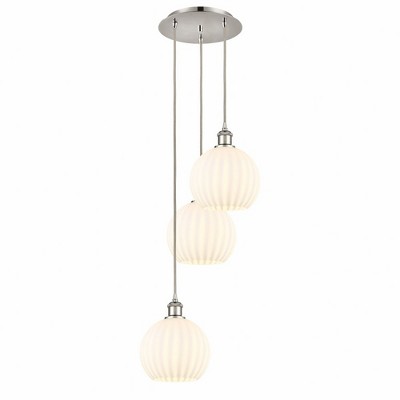 White Venetian - 3 Light Cord Hung Multi Pendant In Modern Style-30.75 Inches Tall and 14.5 Inches Wide