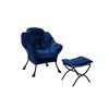 Living Room Chairs, Modern Cotton Fabric Lazy Chair with Ottoman, Footrest, and Side Pocket - 2 of 4