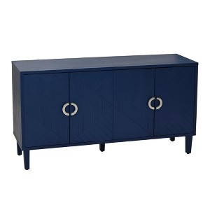 TIRAMISUBEST 4-Door Navy Blue Storage Cabinet with Wheels - Vintage Style Mobile File Organizer with Pine Legs - 1 of 4