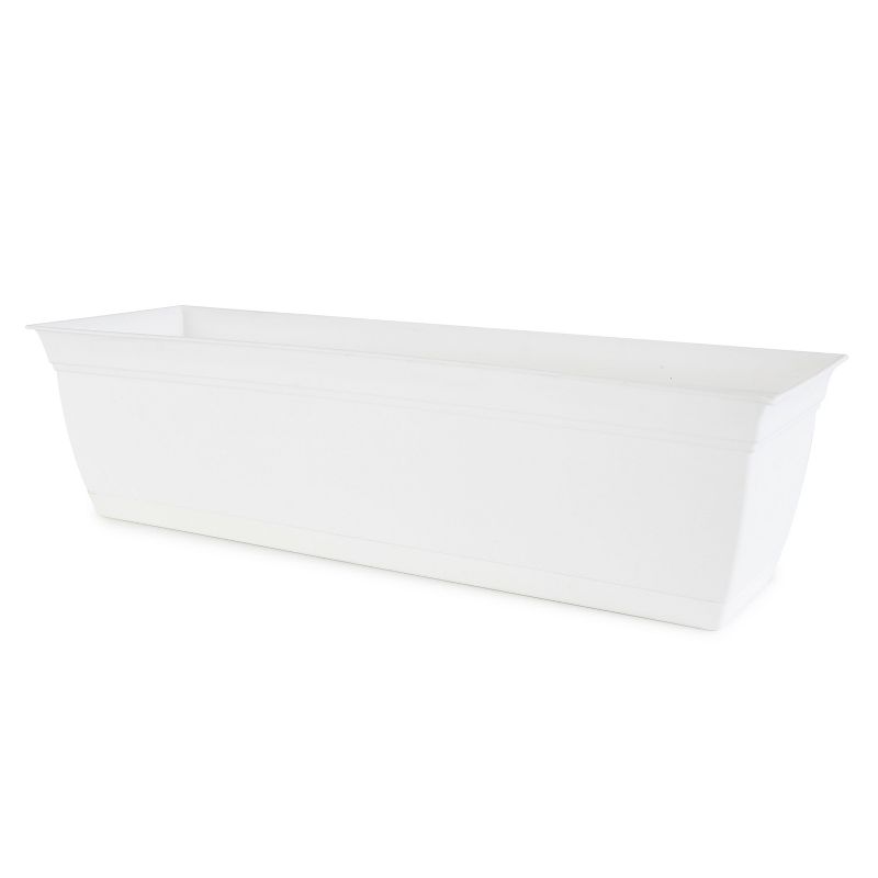 The HC Companies ECW24000A10 Indoor Outdoor 24" Eclipse Series Window Flower Herb Garden Ornamental Planter Box with Removable Attached Saucer, White, 1 of 8