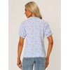 INSPIRE CHIC Women's Ruffled Short Sleeve Floral Mock Neck Summer Top - 4 of 4