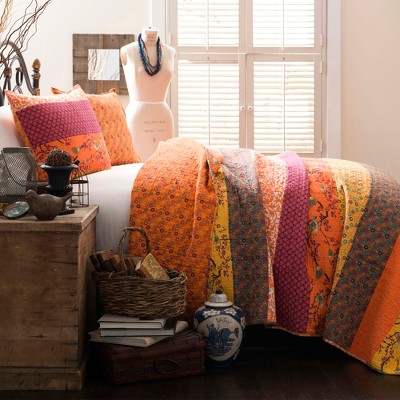 3pc King Royal Empire Quilt Set Tangerine - Lush Décor