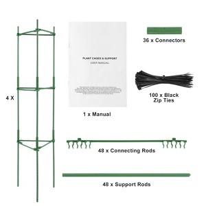 VEVOR 4 Packs Tomato Cages for Garden, 63 inch Tomato Trellis Plant Stakes Support, Stackable Tall Plant Support Cage, for Raised Garden Bed, Green - 1 of 4