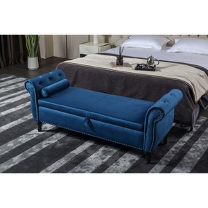 CAVINAS Rectangular PU Leather Storage Ottoman Bench with Stitched Details,Upholstered Storage Ottoman,Storage Benches for Living Room,Bedroom - 1 of 4
