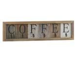 Merrick Lane Pheltz Wooden Wall Mount 6 Cup Distressed Wood Grain Printed COFFEE Mug Organizer with Metal Hanging Hooks, No Assembly Required