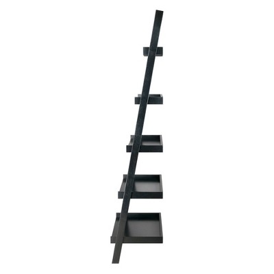 Bellamy Black 69" Wood Leaning Ladder Bookcase