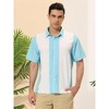 Lars Amadeus Men's Beach Striped Short Sleeve Hawaiian Color Block Button Shirts - 2 of 4