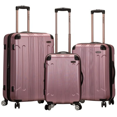 Rockland London Hardside Expandable Luggage with Spinner Wheels Pink 28-24-20-Inch