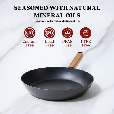 Alva Forest 8" Nonstick Carbon Steel Frying Pan with Acacia Handle
