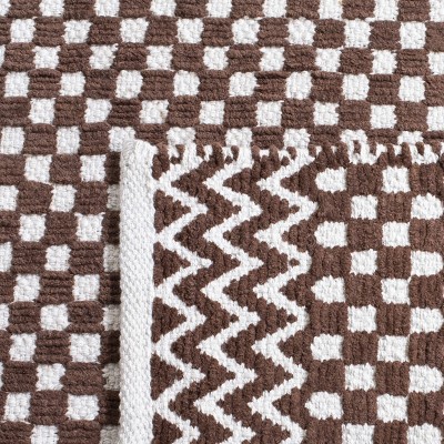 Brown 3' x 5' Handmade Cotton Geometric Rug